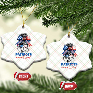 Patriots Girl Ceramic Ornament Funny Sport Fan New England Game Day Messy Bun TS11 Print Your Wear