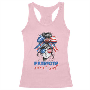 Patriots Girl Racerback Tank Top Funny Sport Fan New England Game Day Messy Bun TS11 Light Pink Print Your Wear