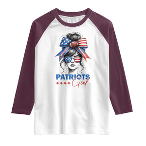 Patriots Girl Raglan Shirt Funny Sport Fan New England Game Day Messy Bun TS11 White Maroon Print Your Wear