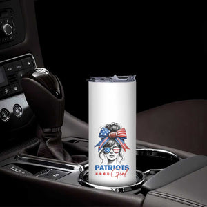 Patriots Girl Skinny Tumbler Funny Sport Fan New England Game Day Messy Bun TS11 Print Your Wear