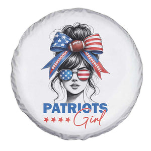Patriots Girl Spare Tire Cover Funny Sport Fan New England Game Day Messy Bun TS11 Print Your Wear