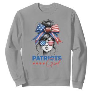 Patriots Girl Sweatshirt Funny Sport Fan New England Game Day Messy Bun TS11 Sport Gray Print Your Wear