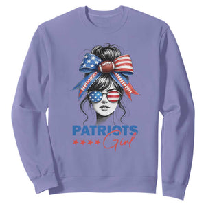 Patriots Girl Sweatshirt Funny Sport Fan New England Game Day Messy Bun TS11 Violet Print Your Wear
