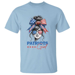 Patriots Girl T Shirt Funny Sport Fan New England Game Day Messy Bun TS11 Light Blue Print Your Wear