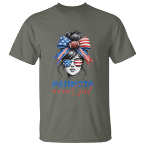 Patriots Girl T Shirt Funny Sport Fan New England Game Day Messy Bun TS11 Military Green Print Your Wear