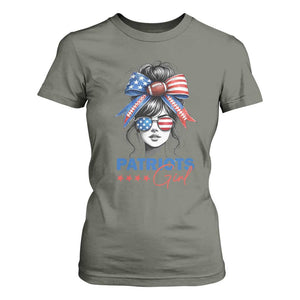Patriots Girl T Shirt For Women Funny Sport Fan New England Game Day Messy Bun TS11 Military Green Print Your Wear
