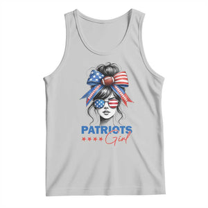 Patriots Girl Tank Top Funny Sport Fan New England Game Day Messy Bun TS11 Ash Print Your Wear