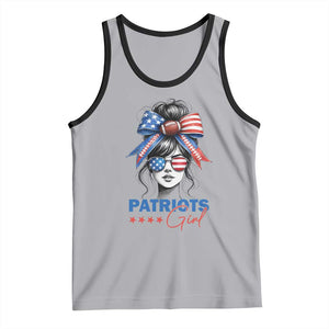 Patriots Girl Tank Top Funny Sport Fan New England Game Day Messy Bun TS11 Athletic Heather Black Print Your Wear