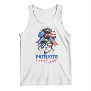 Patriots Girl Tank Top Funny Sport Fan New England Game Day Messy Bun TS11 White Print Your Wear
