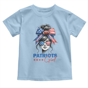 Patriots Girl Toddler T Shirt Funny Sport Fan New England Game Day Messy Bun TS11 Light Blue Print Your Wear