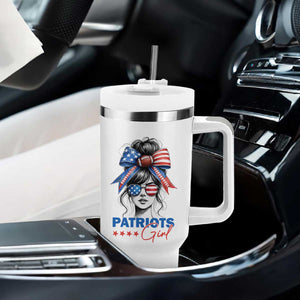 Patriots Girl Tumbler With Handle Funny Sport Fan New England Game Day Messy Bun TS11 Print Your Wear