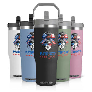 Patriots Girl Flip Straw Tumbler Funny Sport Fan New England Game Day Messy Bun TS11 Print Your Wear