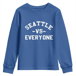 Seattle Vs Everyone Youth Sweatshirt Vintage Distressed Jersey Football Game Day TS11 Royal Blue Print Your Wear