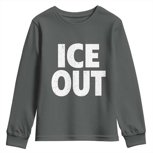 Ice Out Youth Sweatshirt Abolish Ice Protest Statement TS11 Dark Heather Print Your Wear