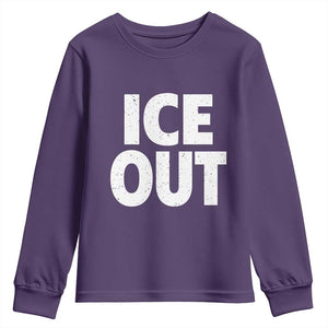 Ice Out Youth Sweatshirt Abolish Ice Protest Statement TS11 Purple Print Your Wear