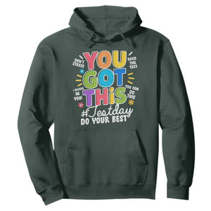 Funny Test Day You Got This Do Your Best Hoodie Colorful Flowers TS11 Dark Forest Green Print Your Wear