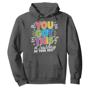 Funny Test Day You Got This Do Your Best Hoodie Colorful Flowers TS11 Dark Heather Print Your Wear