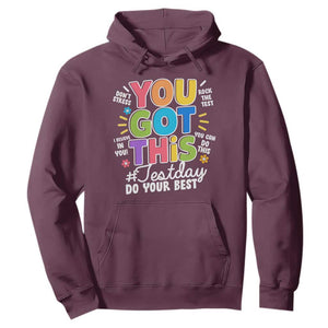 Funny Test Day You Got This Do Your Best Hoodie Colorful Flowers TS11 Maroon Print Your Wear