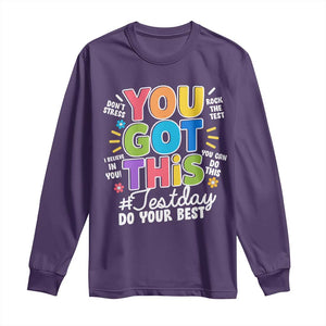 Funny Test Day You Got This Do Your Best Long Sleeve Shirt Colorful Flowers TS11 Purple Print Your Wear