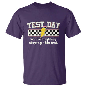 Funny Test Day You're Highkey Staying This Test T Shirt Teacher Pencil Lightning Bolt TS11 Purple Print Your Wear
