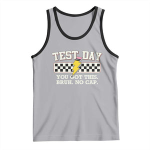 Funny Test Day You Got This Bruh No Cap Tank Top Teacher Pencil Lightning Bolt TS11 Athletic Heather Black Print Your Wear