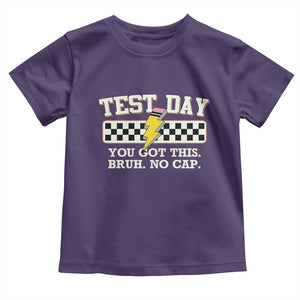 Funny Test Day You Got This Bruh No Cap Toddler T Shirt Teacher Pencil Lightning Bolt TS11 Purple Print Your Wear