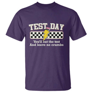 Funny Test Day You'll Eat The Test And Leave No Crumbs T Shirt Teacher Pencil Lightning Bolt TS11 Purple Print Your Wear