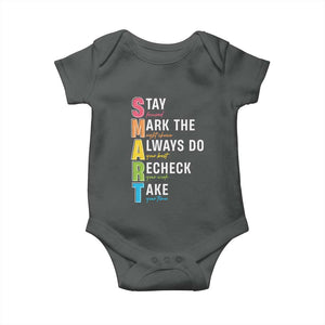 SMART Stay Focused Mark The Right Choice Baby Onesie Test Day Teacher TS11 Dark Heather Print Your Wear