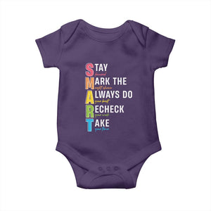SMART Stay Focused Mark The Right Choice Baby Onesie Test Day Teacher TS11 Purple Print Your Wear