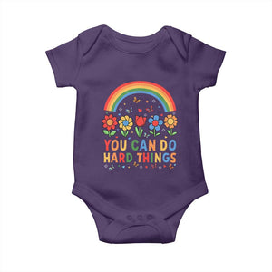 Funny You Can Do Hard Things Baby Onesie Motivational Quote Flowers Rainbow TS11 Purple Print Your Wear