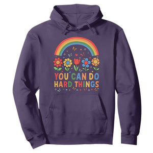 Funny You Can Do Hard Things Hoodie Motivational Quote Flowers Rainbow TS11 Purple Print Your Wear
