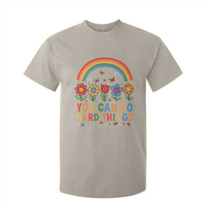 Funny You Can Do Hard Things T Shirt For Kid Motivational Quote Flowers Rainbow TS11 Sand Print Your Wear