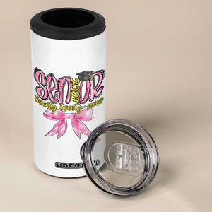 Funny Senior EST 2027 Graduation 4 in 1 Can Cooler Tumbler Twenty Twenty Seven Pink Bow