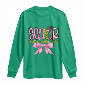 Funny Senior EST 2027 Graduation Long Sleeve Shirt Twenty Twenty Seven Pink Bow TS11 Irish Green Print Your Wear
