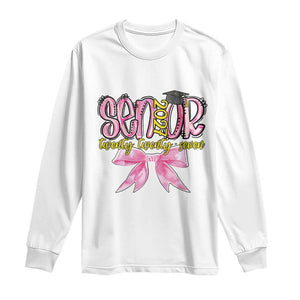 Funny Senior EST 2027 Graduation Long Sleeve Shirt Twenty Twenty Seven Pink Bow TS11 White Print Your Wear