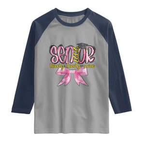 Funny Senior EST 2027 Graduation Raglan Shirt Twenty Twenty Seven Pink Bow TS11 Sport Gray Navy Print Your Wear