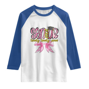 Funny Senior EST 2027 Graduation Raglan Shirt Twenty Twenty Seven Pink Bow TS11 White Royal Print Your Wear