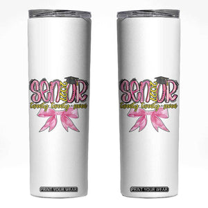 Funny Senior EST 2027 Graduation Skinny Tumbler Twenty Twenty Seven Pink Bow