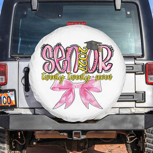 Funny Senior EST 2027 Graduation Spare Tire Cover Twenty Twenty Seven Pink Bow TS11 No Hole Print Your Wear