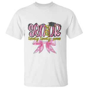Funny Senior EST 2027 Graduation T Shirt Twenty Twenty Seven Pink Bow TS11 White Print Your Wear