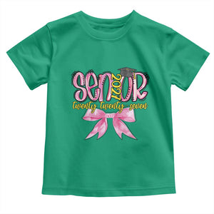 Funny Senior EST 2027 Graduation Toddler T Shirt Twenty Twenty Seven Pink Bow TS11 Irish Green Print Your Wear