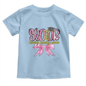 Funny Senior EST 2027 Graduation Toddler T Shirt Twenty Twenty Seven Pink Bow TS11 Light Blue Print Your Wear