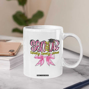 Funny Senior EST 2027 Graduation Coffee Mug Twenty Twenty Seven Pink Bow