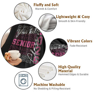 Personalized Senior 2026 Throw Blanket Custom Text Class Of 2026 Graduation Glitter Print TS11 Print Your Wear