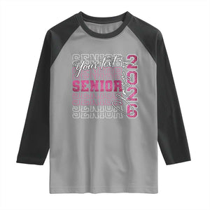 Personalized Senior 2026 Raglan Shirt Custom Text Class Of 2026 Graduation Glitter Print TS11 Sport Gray Black Print Your Wear