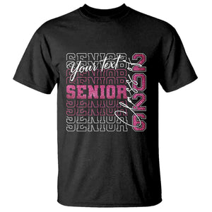 Personalized Senior 2026 T Shirt Custom Text Class Of 2026 Graduation Glitter Print TS11 Black Print Your Wear