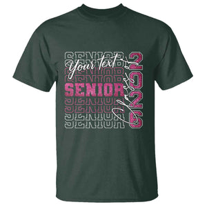 Personalized Senior 2026 T Shirt Custom Text Class Of 2026 Graduation Glitter Print TS11 Dark Forest Green Print Your Wear