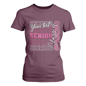 Personalized Senior 2026 T Shirt For Women Custom Text Class Of 2026 Graduation Glitter Print TS11 Maroon Print Your Wear