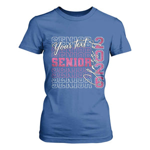 Personalized Senior 2026 T Shirt For Women Custom Text Class Of 2026 Graduation Glitter Print TS11 Royal Blue Print Your Wear