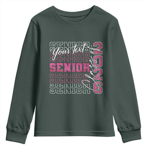Personalized Senior 2026 Youth Sweatshirt Custom Text Class Of 2026 Graduation Glitter Print TS11 Dark Forest Green Print Your Wear